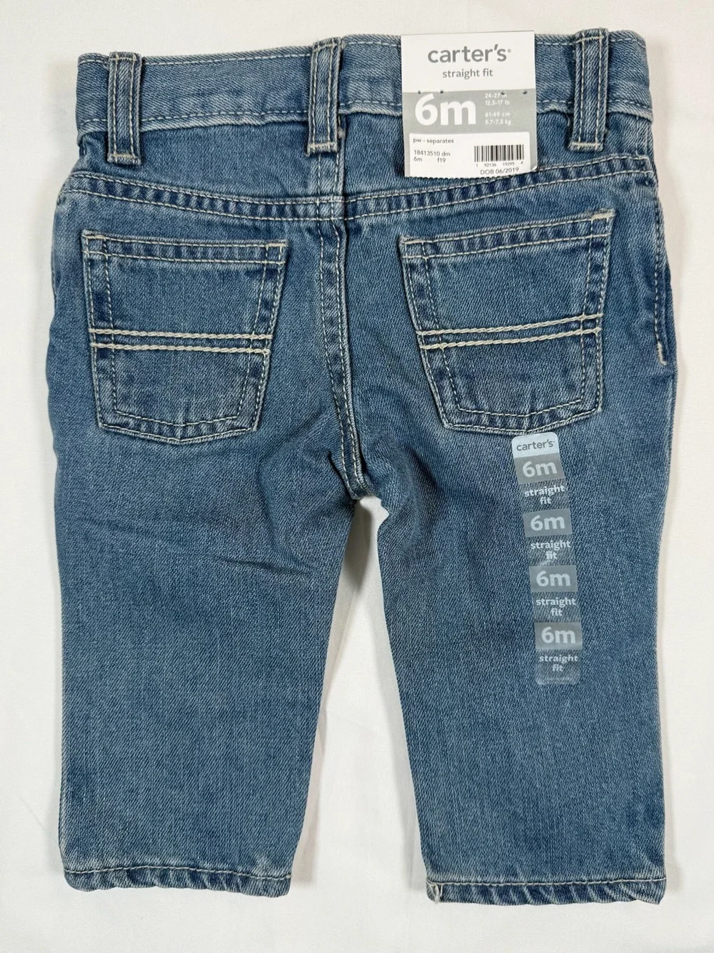 NWT CARTER’S Baby Boys Straight Fit Adjustable Waist Jeans 6M Everyday NEW